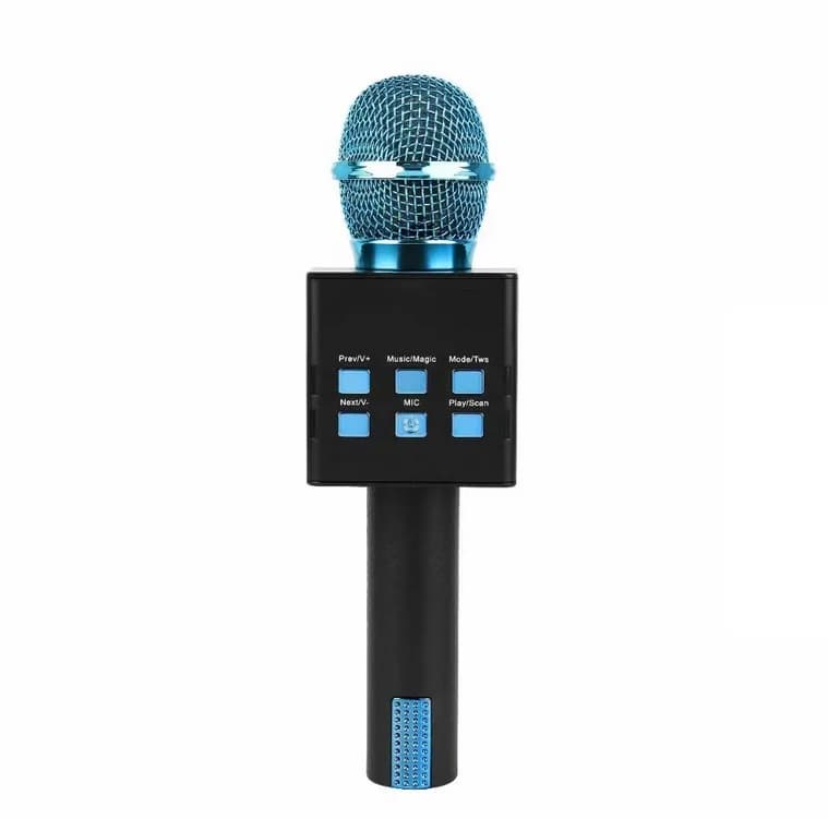 Bezdrátový Bluetooth karaoke mikrofon MC871 3v1 - modrý - náhled 1