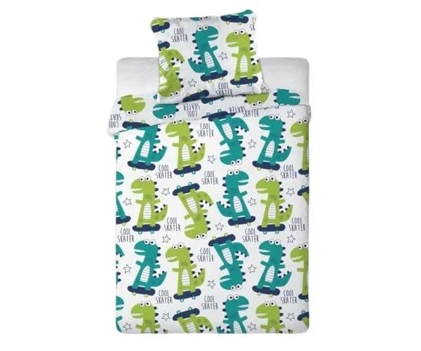 FARO Bavlněné povlečení do postýlky Dino skate - 100x135 cm + 40x60 cm