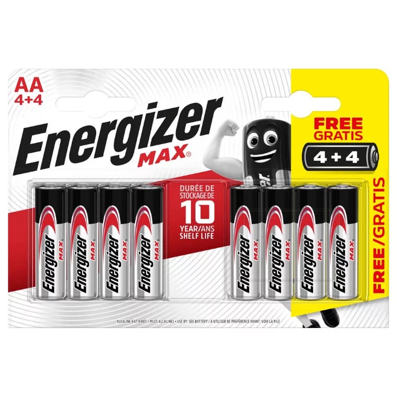Tužkové baterie MAX - 8x AA - 4+4 zdarma - Energizer