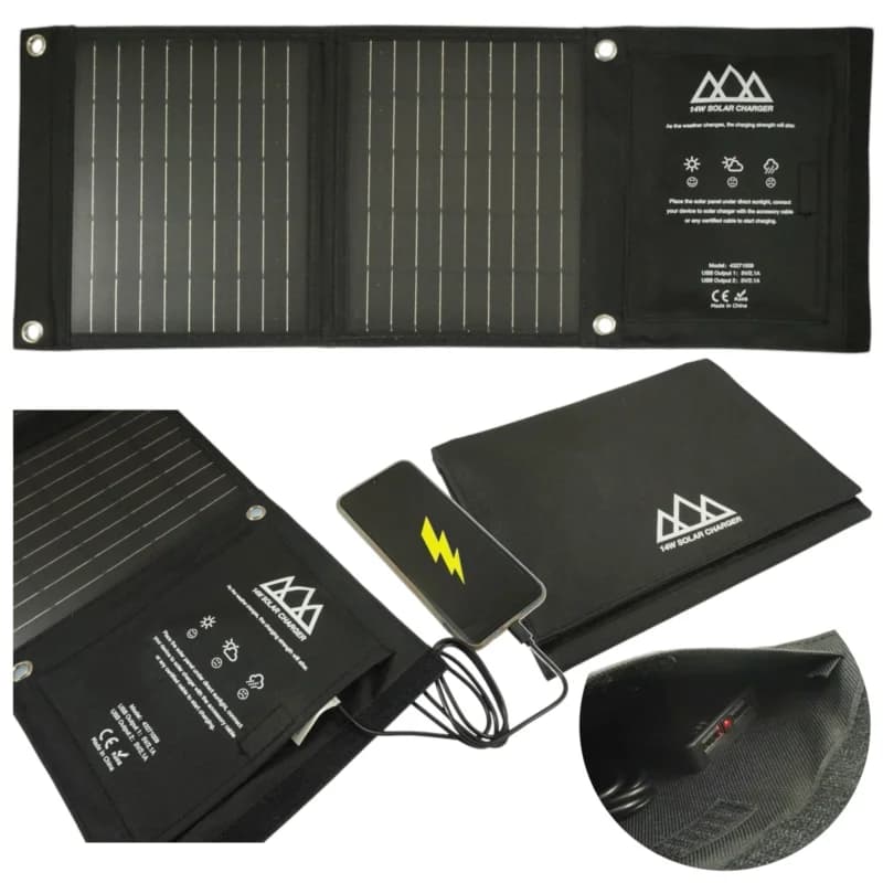 Cestovní turistický solární panel pro nabíjení mobilní elektroniky Beast 812970 - 14 W
