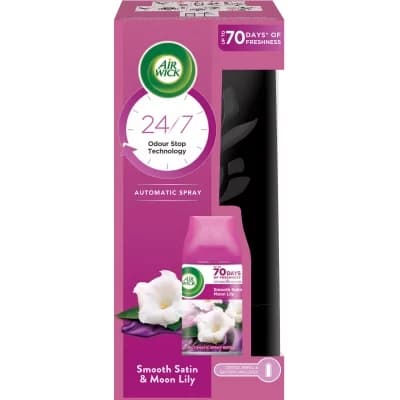 Osvěžovač vzduchu + náplň - Freshmatic - 250 ml - černý - Jemný satén a měsíční lilie - Air Wick