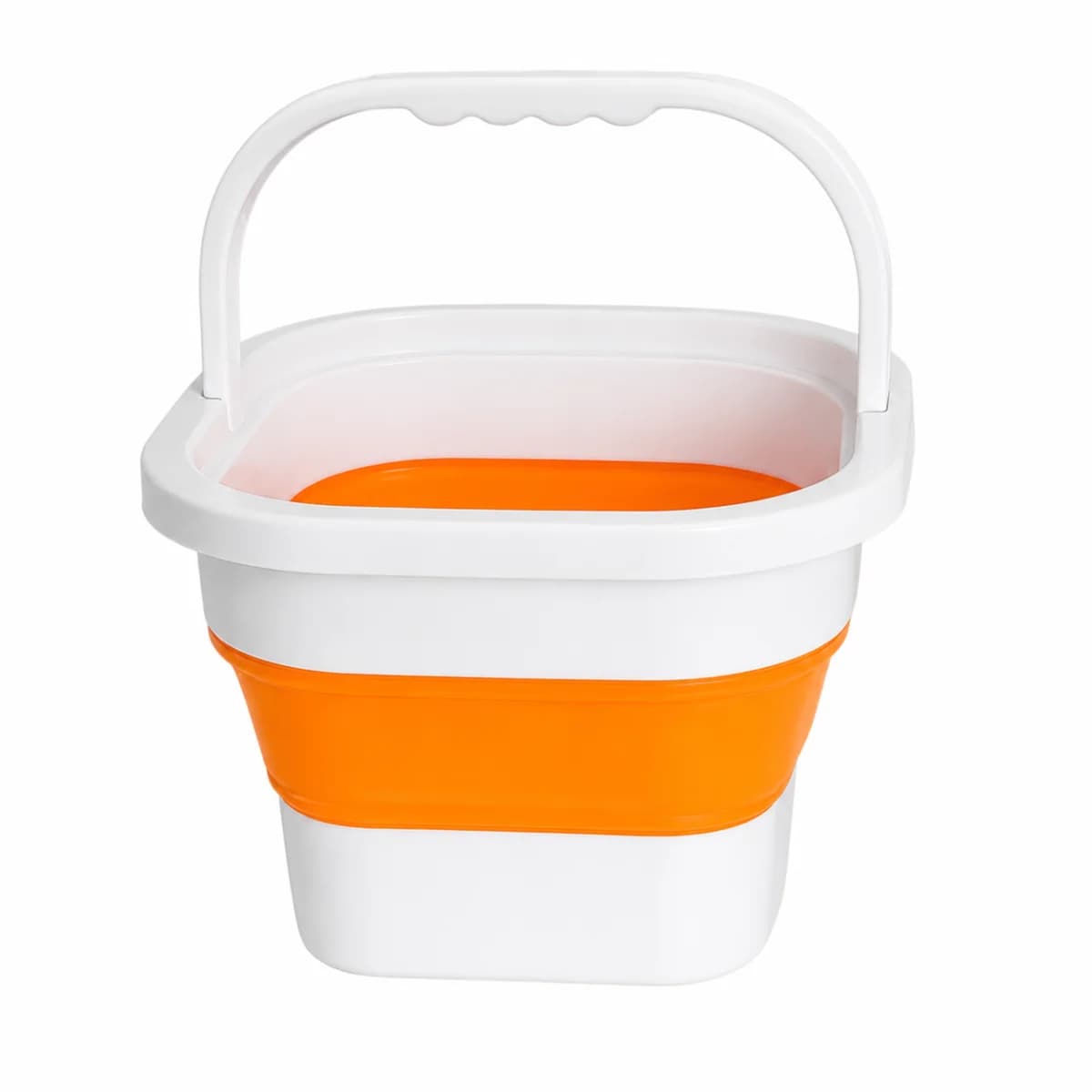 Skládací silikonový kempingový kbelík o objemu 10 litrů s uchem VERK - oranžový