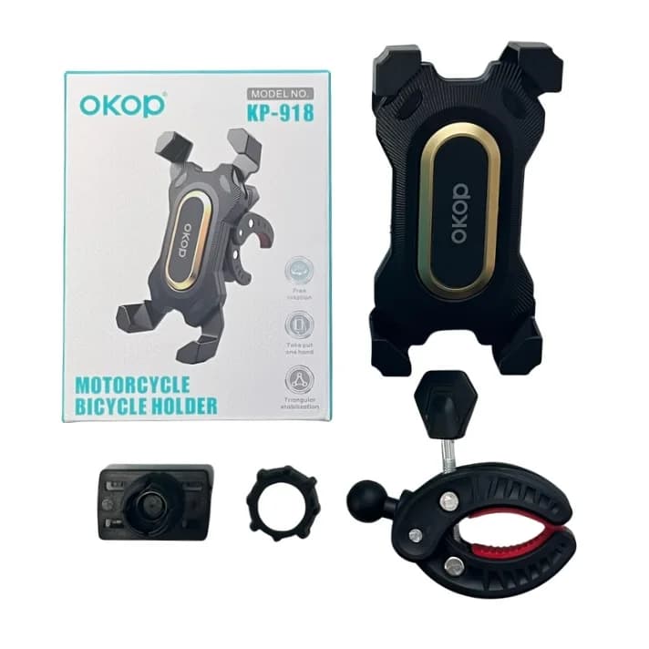 Univerzální držák na telefon na kolo nebo motorku - OKOP KP-919 - stříbrná